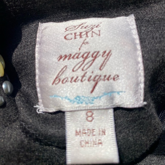 Suzi Chin for Maggie Boutique Gray Dress with Beaded Shoulders - Picture 4 of 8